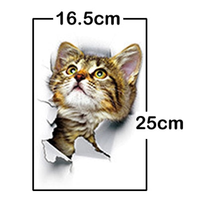 Hole View Cat Dog 3D Wall Sticker