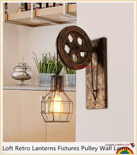 Retro Lanterns Fixtures Pulley Wall Lamp