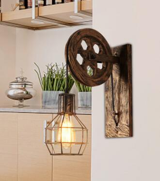 Retro Lanterns Fixtures Pulley Wall Lamp